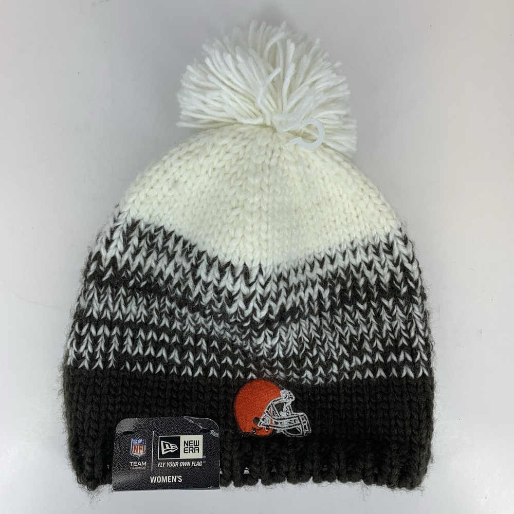Cleveland Browns Polar Dust Beanie Women's One Size NFL Winter Pom Knit Hat Cap